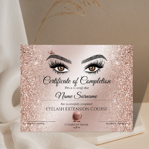 Certificate of Completion Award lashes Course