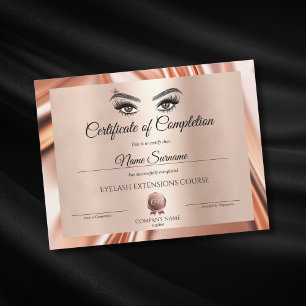 Certificate of Completion Award lashes Course