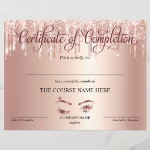 Certificate of Completion Award lashes Course