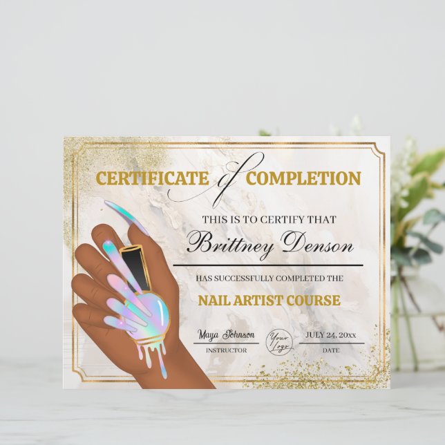 Certificate of Completion Award Nail Technician (Standing Front)