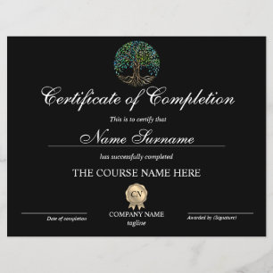 Certificate of Completion Award Tree of Life