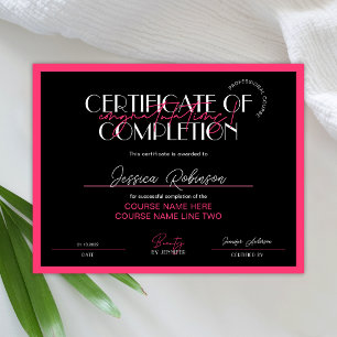 Certificate of Completion Beauty Salon Pink Award
