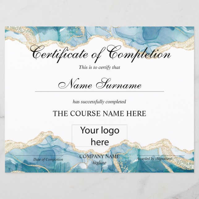 Certificate of Completion Course Completion logo (Front)