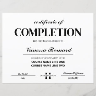 Certificate Of Completion Course Monogram Award