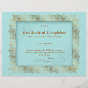 Certificate of Completion Diploma Beauty Blue