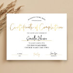 Certificate of Completion Faux Gold Downloadable Poster<br><div class="desc">Faux Gold Effect Completion Certificate Award,  perfect for certificate of completion for lashes or hairdresser courses. You can also use this luxury professional diploma design with gold script font for any type of accreditation. This course completion template is super versatile to suit any beauty brand or business.</div>