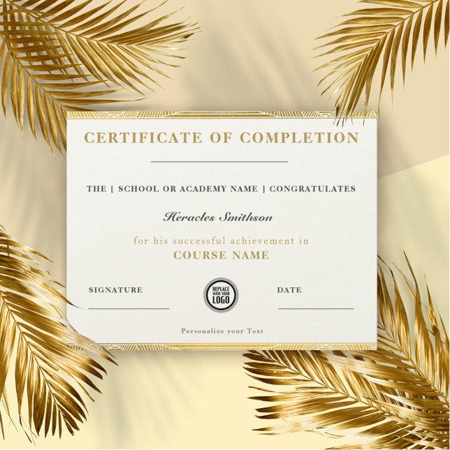 Certificate of Completion Gold Modern Elegant Chic (Creator Uploaded)