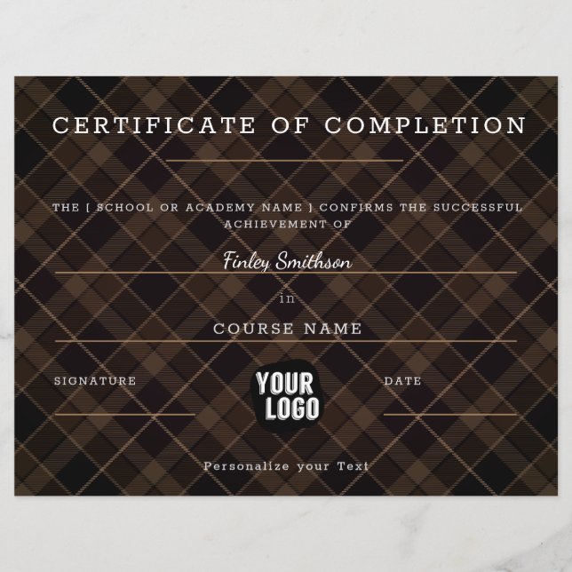   Certificate of Completion Modern Brown Masculine (Front)