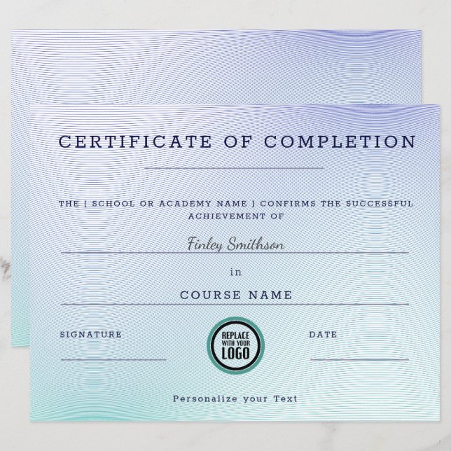 Certificate of Completion Modern Moiré Effect  (Front/Back)