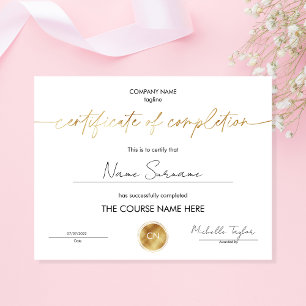 Certificate of Completion Participation Diploma