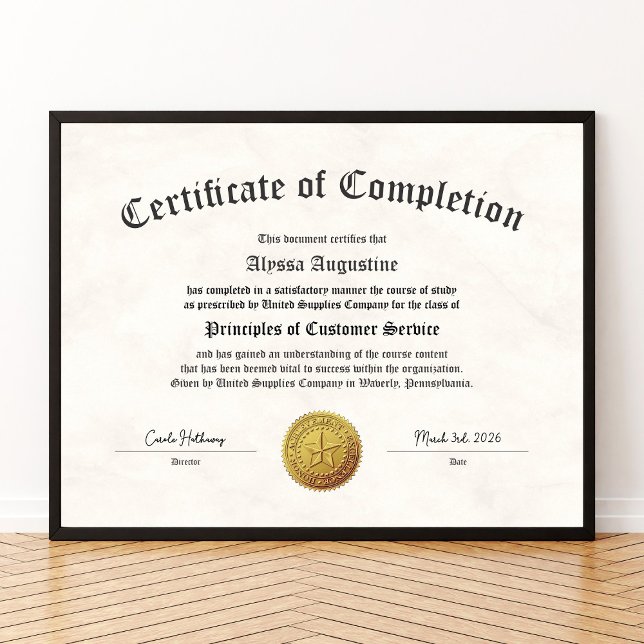 Certificate of Completion Print (Creator Uploaded)