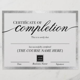 Certificate of Completion Silver Frame Award