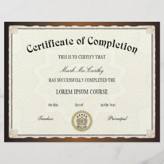 Certificate of Completion Template