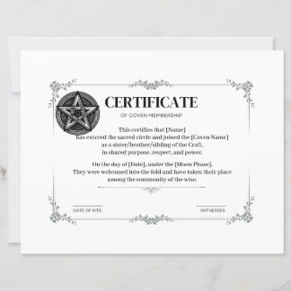 Certificate of Coven Membership