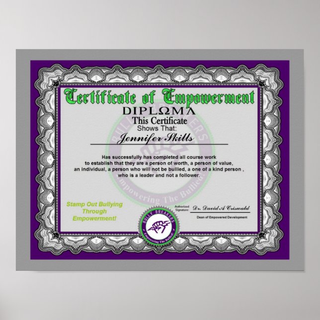 Certificate of Empowerment Poster (Front)
