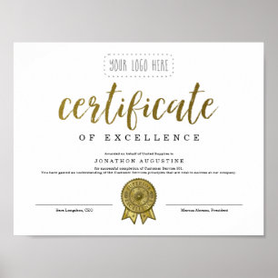 Certificate of Excellence Appreciation Recognition Poster