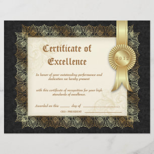 Certificate of Excellence Diploma Black Cream