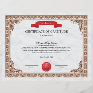 Certificate of Gratitude