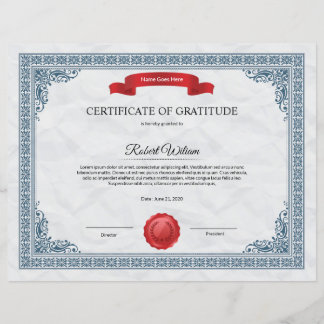 Certificate of Gratitude
