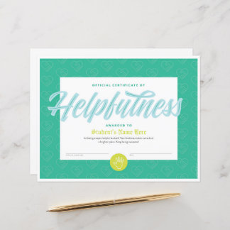 Certificate of Helpfulness