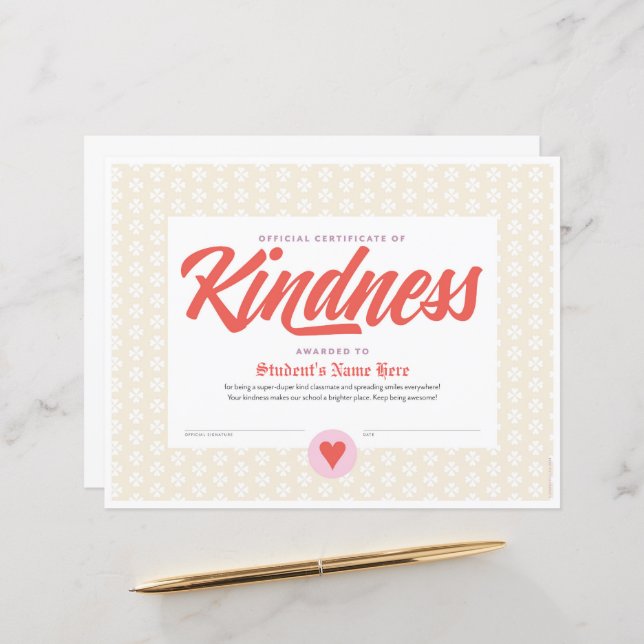 Certificate of Kindness (Front/Back In Situ)