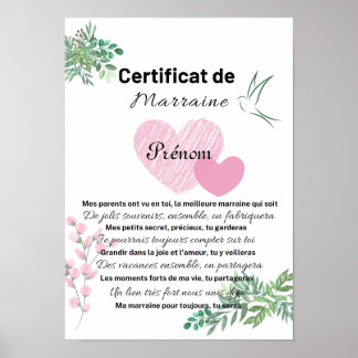 Certificate of Marraine Poster