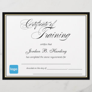 Certificate of Training Award - Add Logo