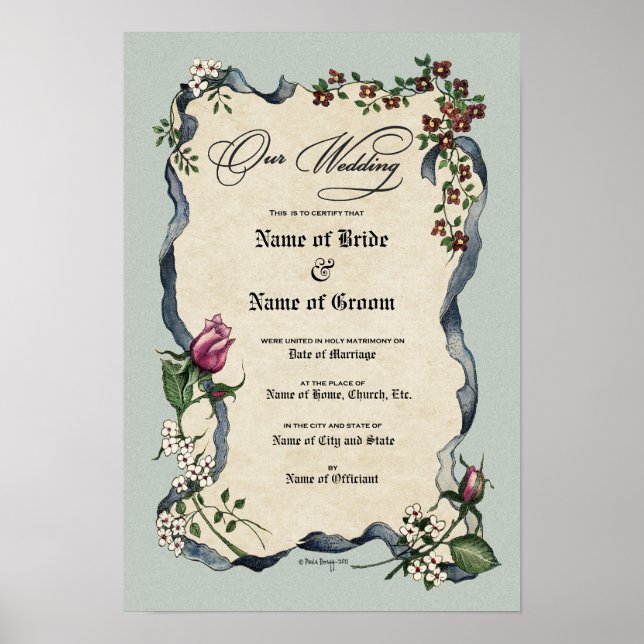 Certificate Wedding-Marriage-(Ornamental Keepsake) Poster (Front)