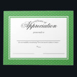 Certificates of Appreciation Notepad<br><div class="desc">Change the bacground colour of these polka dot certificates of appreciation or other awards that you can personalise for your group,  team or organisation.  Note pad of 40 identical certificates can be individually hand personalised after purchase.</div>