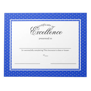 Certificates of Excellence Notepad