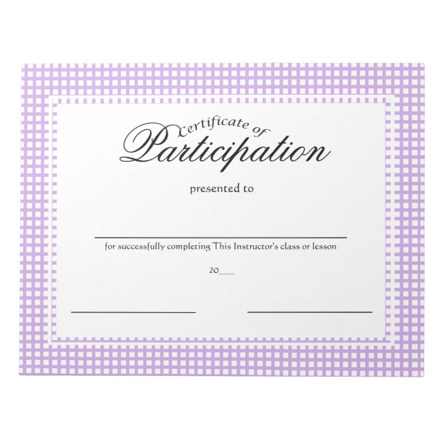 Certificates of Participation Notepad (Front)