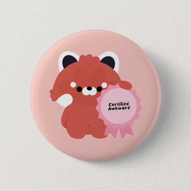 Certified Awkward Red Panda 6 Cm Round Badge (Front)