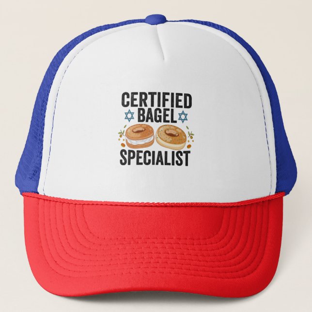 Certified Bagel Specialist Funny Jewish Hanukkah  Trucker Hat (Front)