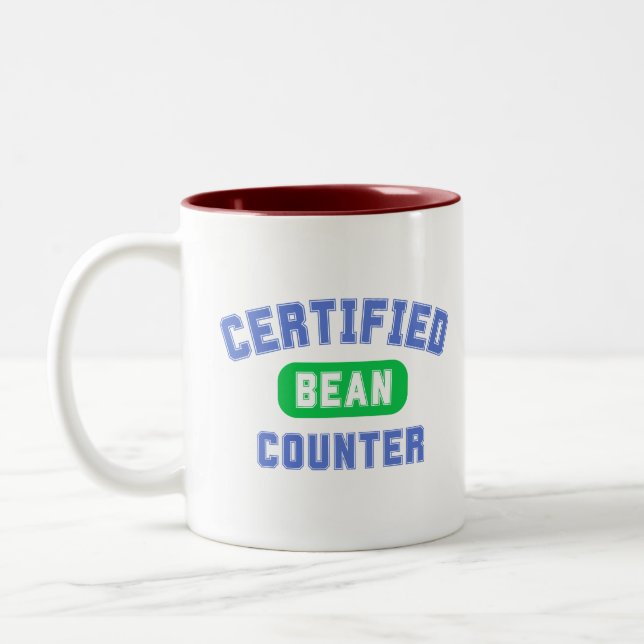 Certified Bean Counter for Accountants Two-Tone Coffee Mug (Left)