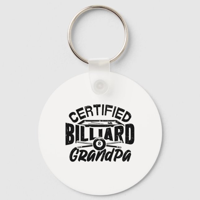 Certified Billiard Grandpa Pool Billiards Player F Key Ring (Front)