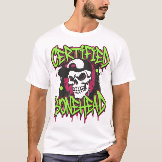 Certified Bonehead Retro Streetwear Skull Design T-Shirt
