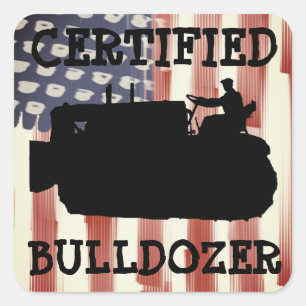 CERTIFIED BULLDOZER OPERATING ENGINEER VINTAGE SQUARE STICKER