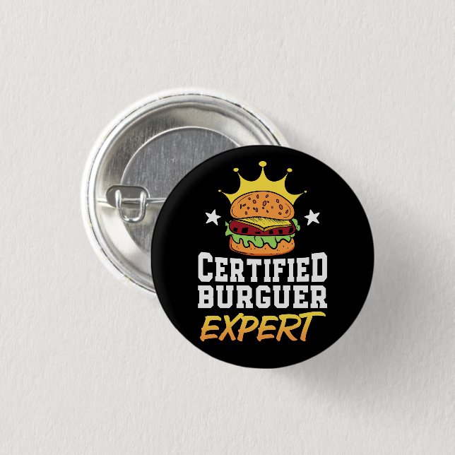Certified Burger Expert Hamburger Handdrawn Burger 3 Cm Round Badge (Front & Back)