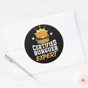 Certified Burger Expert Hamburger Handdrawn Burger Classic Round Sticker