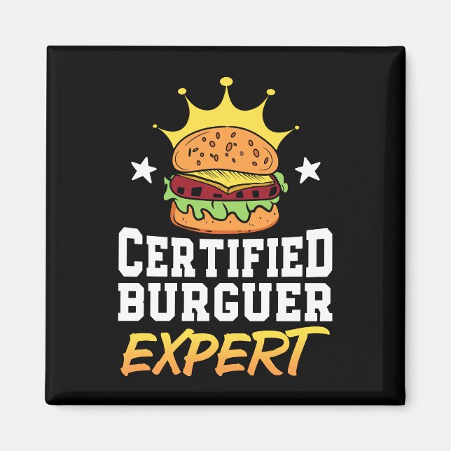 Certified Burger Expert Hamburger Handdrawn Burger Magnet (Front)