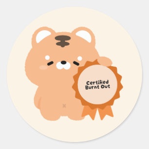 Certified Burnt Out Tiger Classic Round Sticker