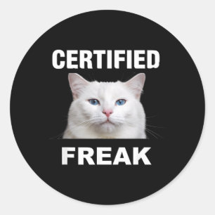 Certified Cat Meme Funny White Cat Classic Round Sticker