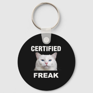 Certified Cat Meme Funny White Cat Key Ring