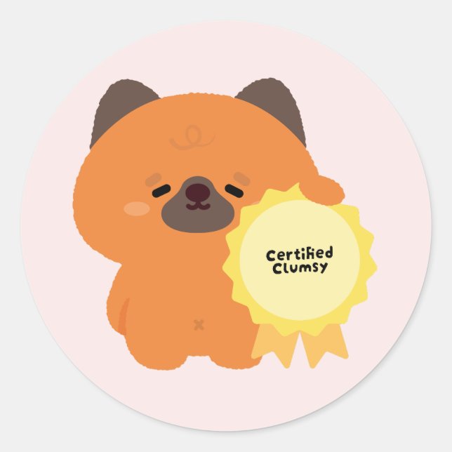 Certified Clumsy German Shepherd Puppy Classic Round Sticker (Front)