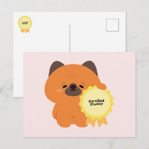 Certified Clumsy German Shepherd Puppy Holiday Postcard