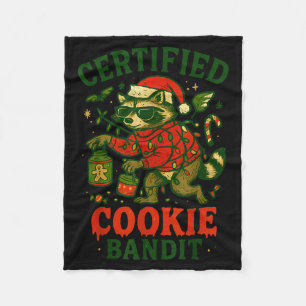 Certified Cookie Bandit, Funny Christmas Lights Ra Fleece Blanket