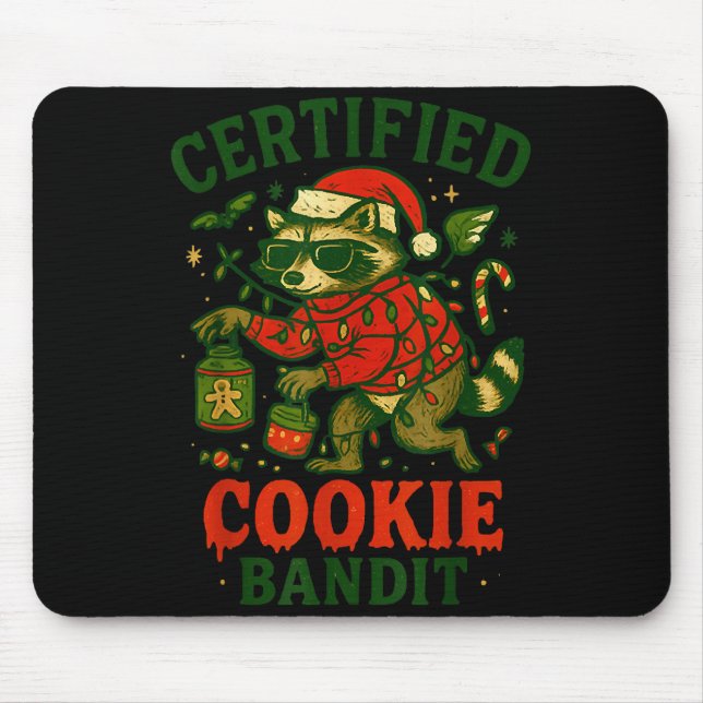 Certified Cookie Bandit, Funny Christmas Lights Ra Mouse Pad (Front)