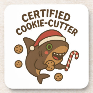 Certified Cookie-Cutter Funny Christmas Shark Pun Coaster