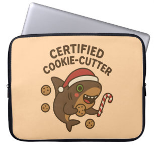 Certified Cookie-Cutter Funny Christmas Shark Pun Laptop Sleeve