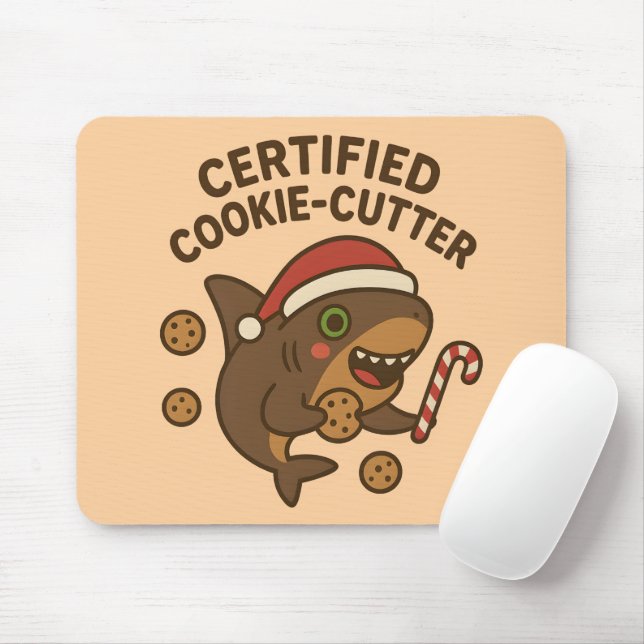 Certified Cookie-Cutter Funny Christmas Shark Pun Mouse Pad (With Mouse)